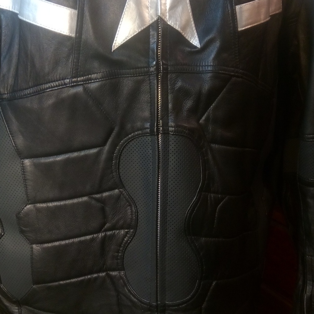 Men's Black Leather Motorcycle Racing Jacket 3XL - Picture 2 of 8